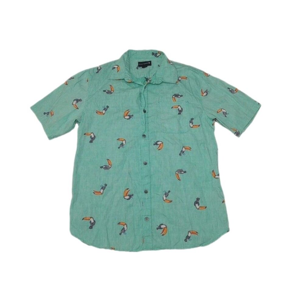 Ocean Current Men's Large Shirt‎ Toucan All Over Button Up Short Sleeve